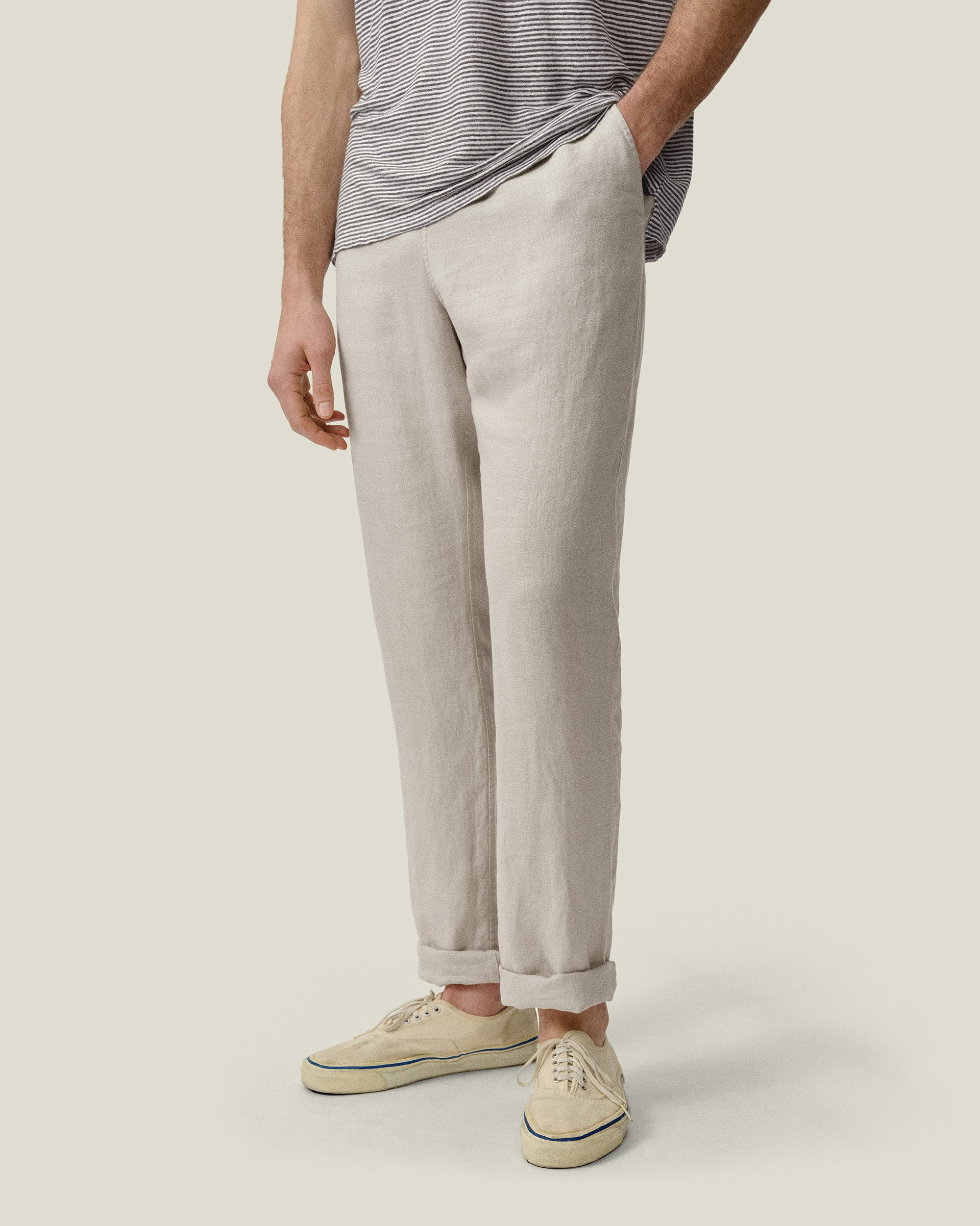 Bo Linen Drawstring Pants - Sustainable French Linen / Natural