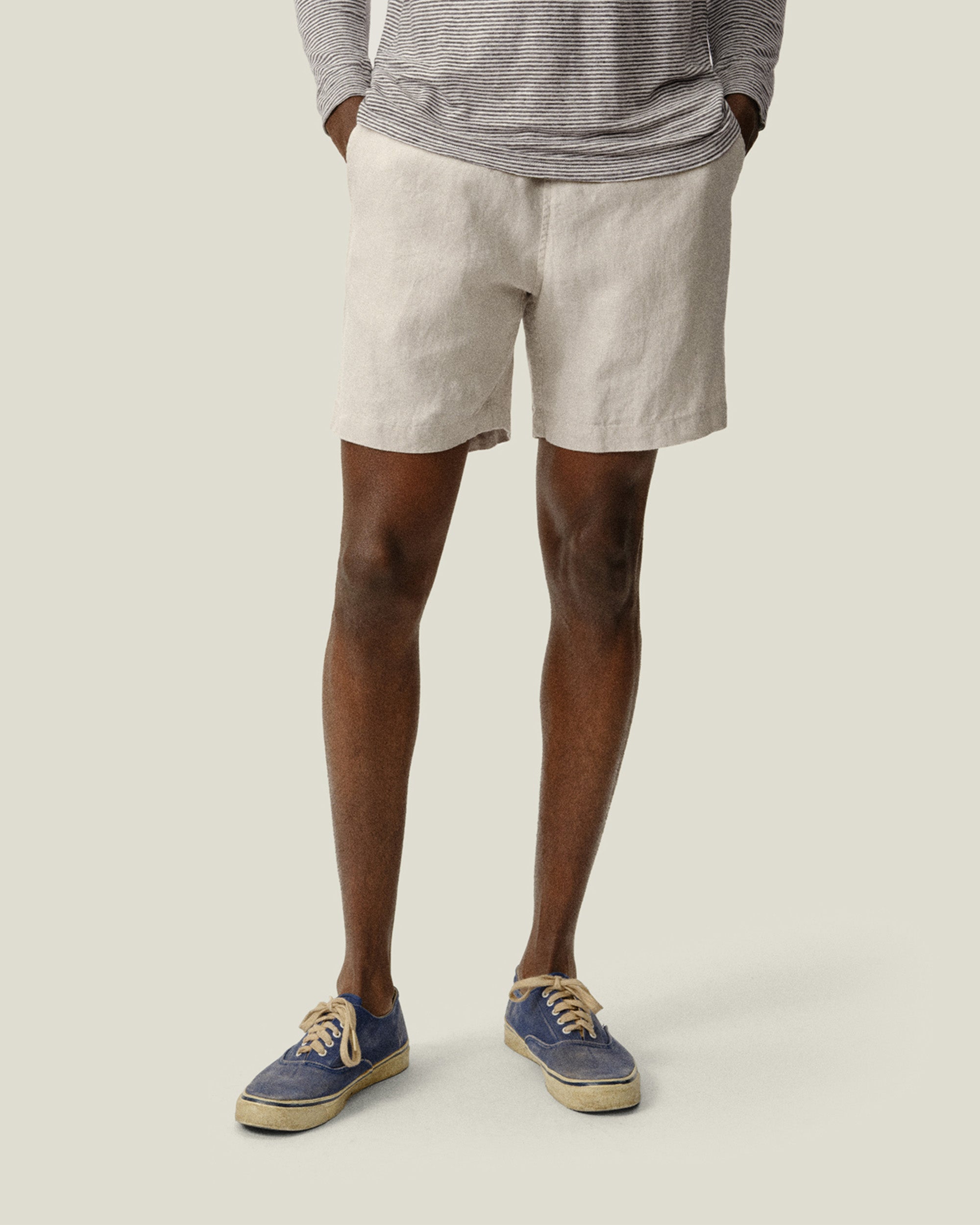 Bo Linen Drawstring Shorts - Sustainable French Linen / Natural
