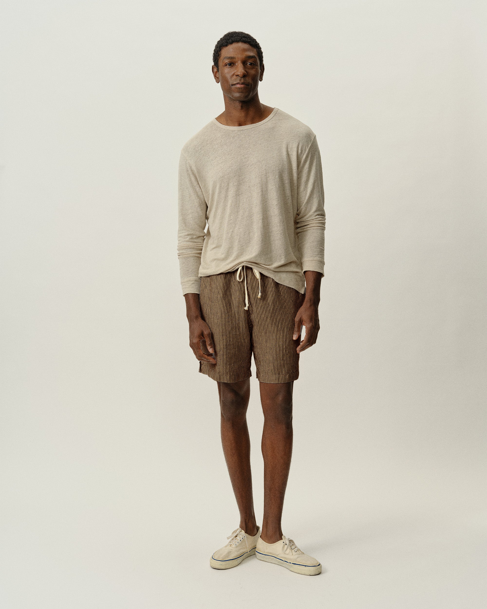 Bo Linen Drawstring Shorts - Sustainable French Linen / Overdye