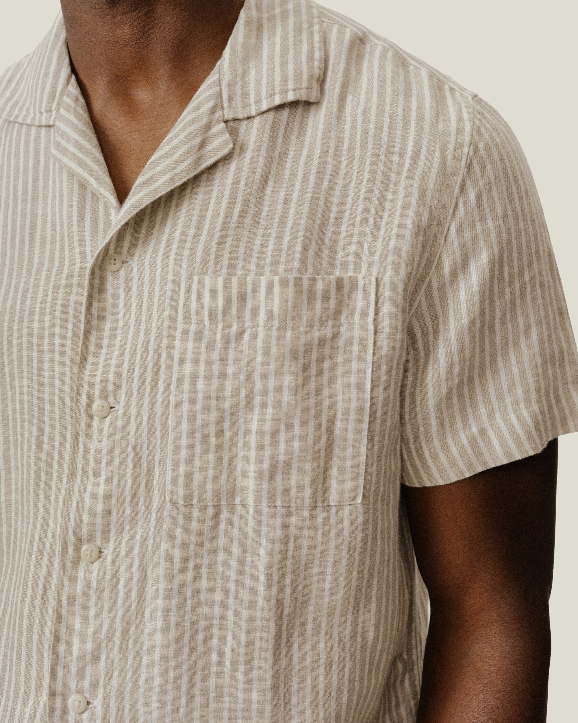 Camp Collar Linen Shirt - Sustainable French Linen / Natural and