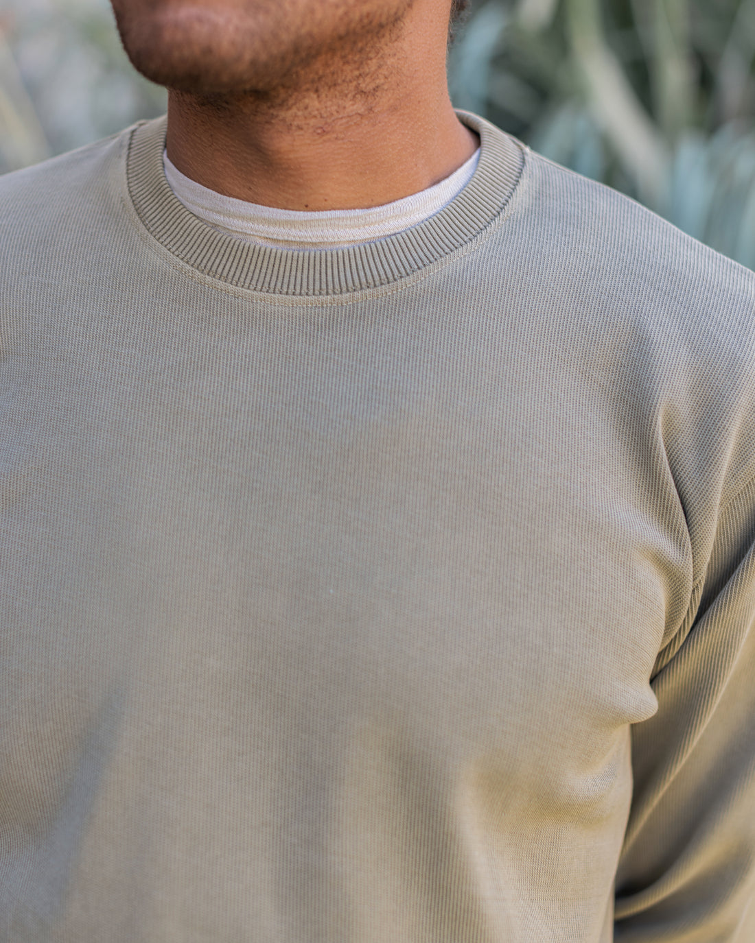 Caza Slubbly Organic Cotton Crewneck Sweatshirt / Brown Gold Clay