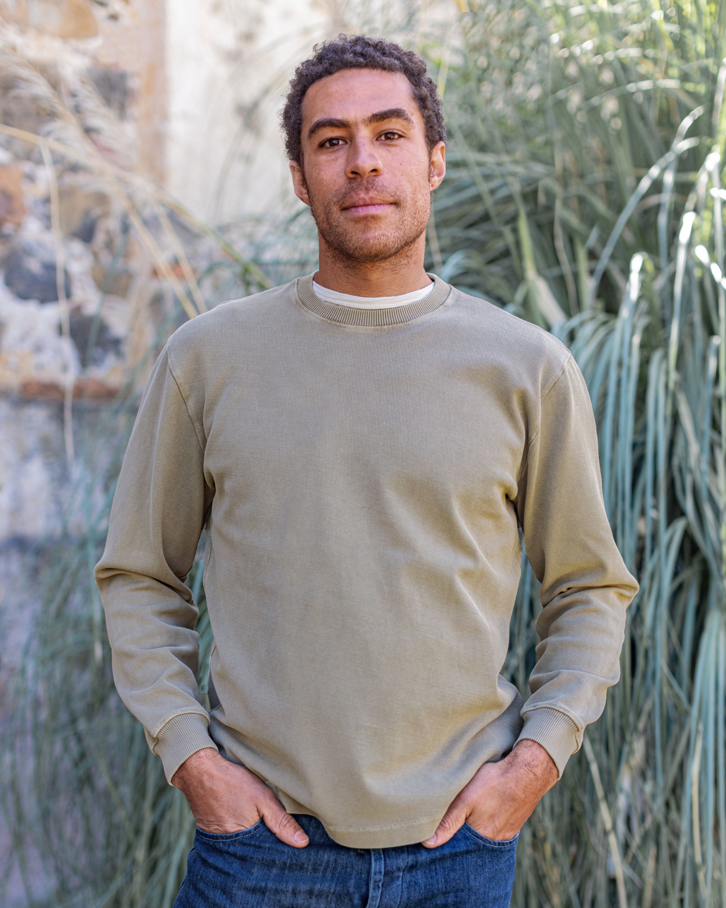 Caza Slubbly Organic Cotton Crewneck Sweatshirt / Brown Gold Clay