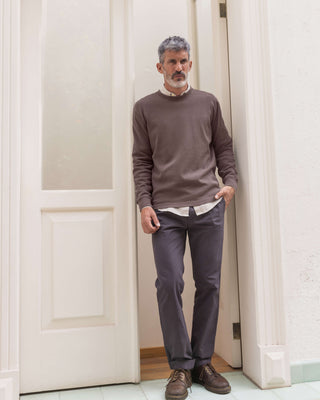 Caza Slubbly Organic Cotton Crewneck Sweatshirt / Faded Brown Coffee