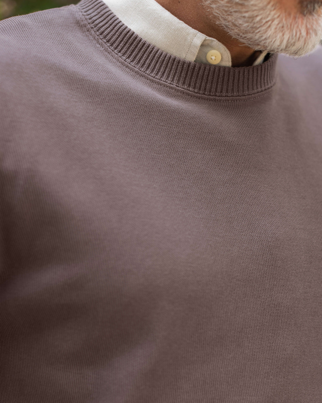 Caza Slubbly Organic Cotton Crewneck Sweatshirt / Faded Brown Coffee