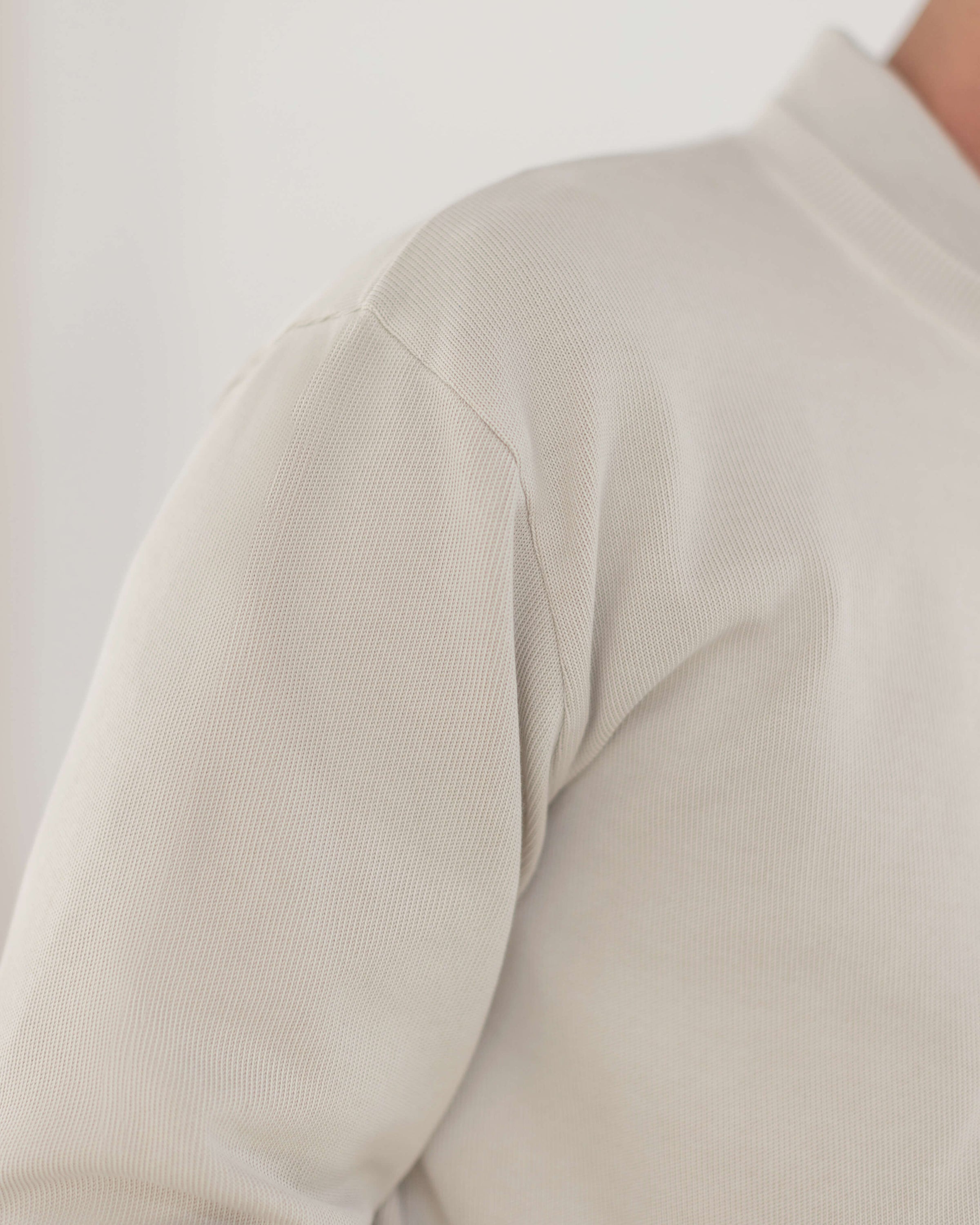 Caza Slubbly Organic Cotton Crewneck Sweatshirt / Cream Off White