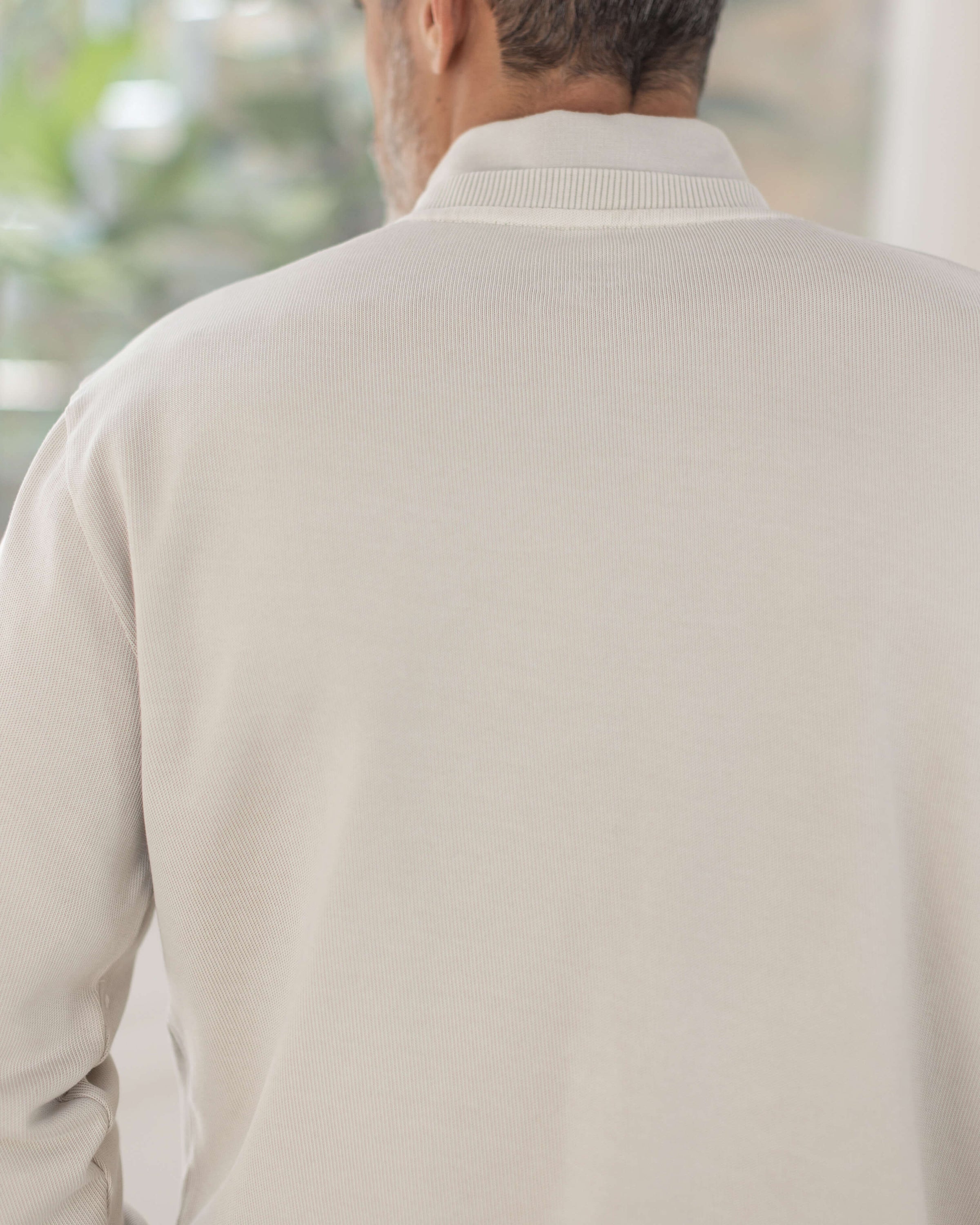 Caza Slubbly Organic Cotton Crewneck Sweatshirt / Cream Off White