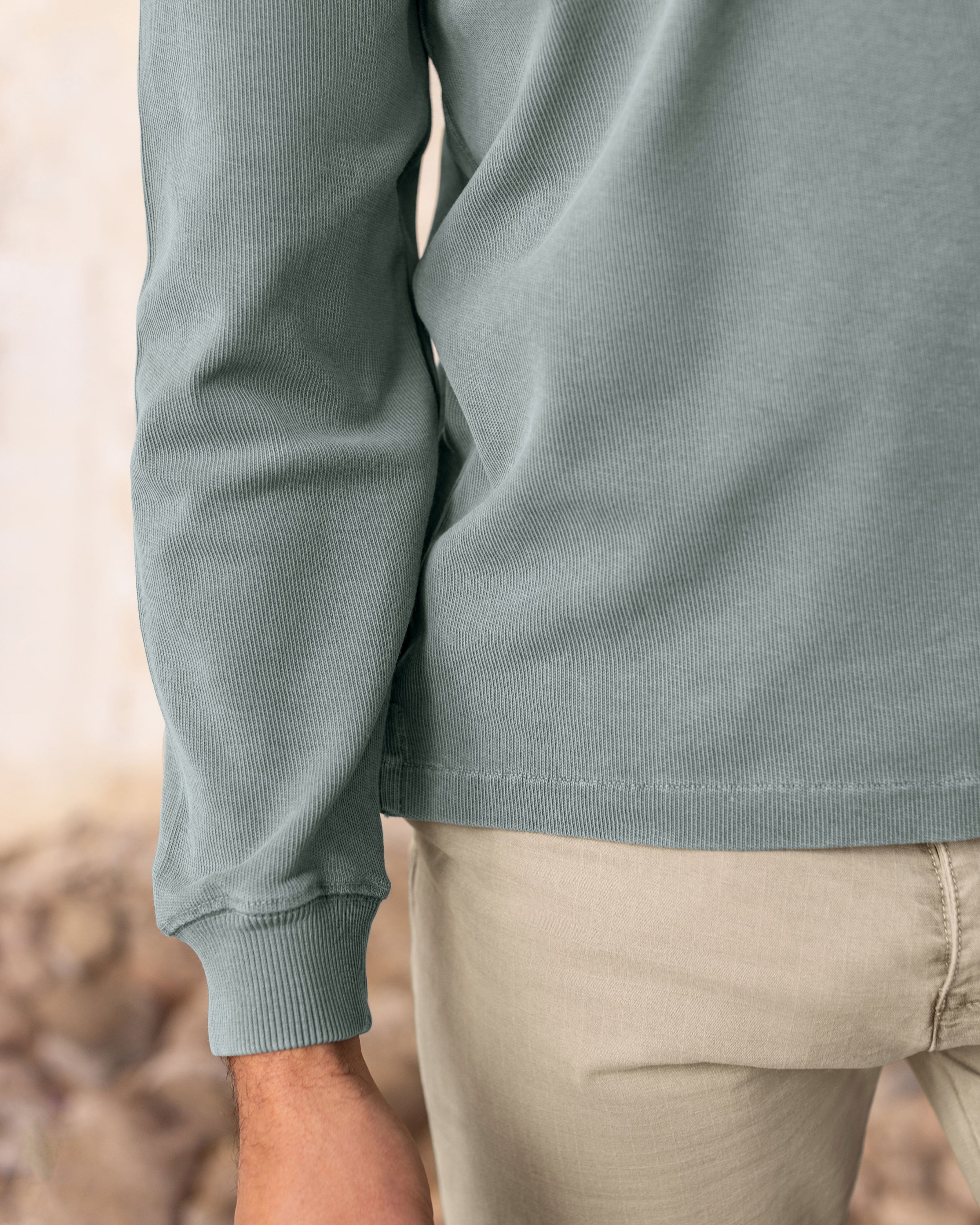 Caza Slubbly Organic Cotton Crewneck Sweatshirt / Faded Green