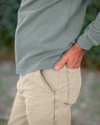 Caza Slubbly Organic Cotton Crewneck Sweatshirt / Faded Green