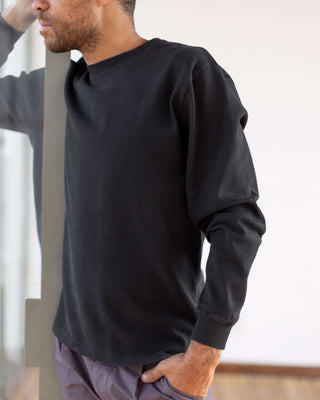 Caza Slubbly Organic Cotton Crewneck Sweatshirt / Black Night