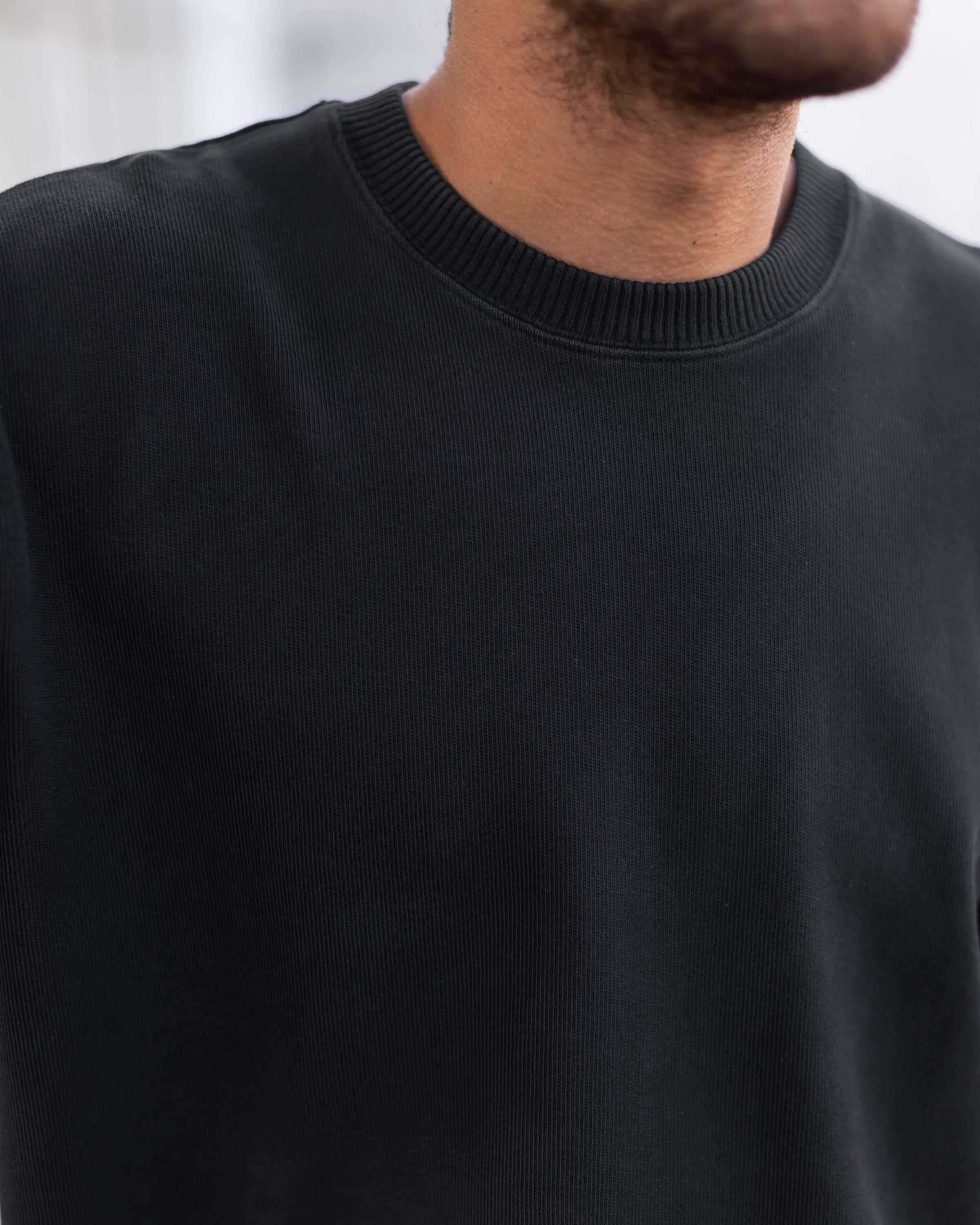 Caza Slubbly Organic Cotton Crewneck Sweatshirt / Black Night