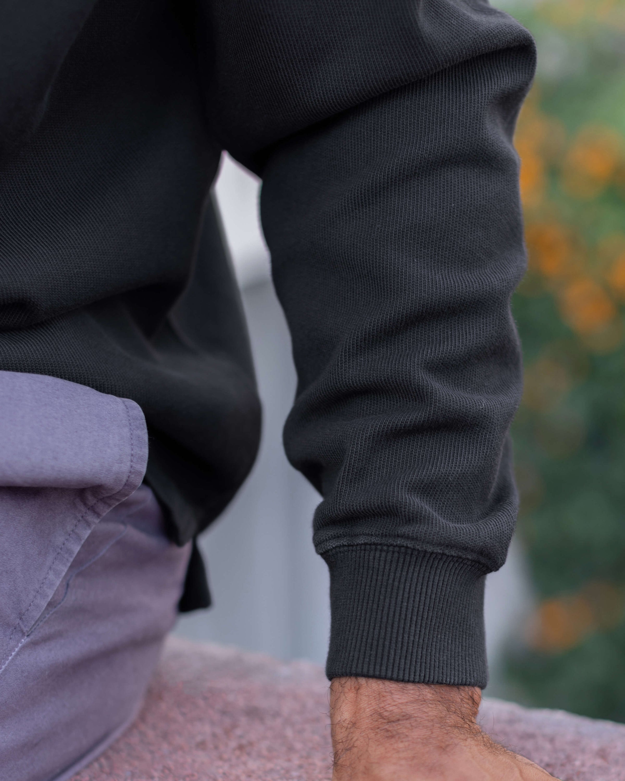 Caza Slubbly Organic Cotton Crewneck Sweatshirt / Black Night