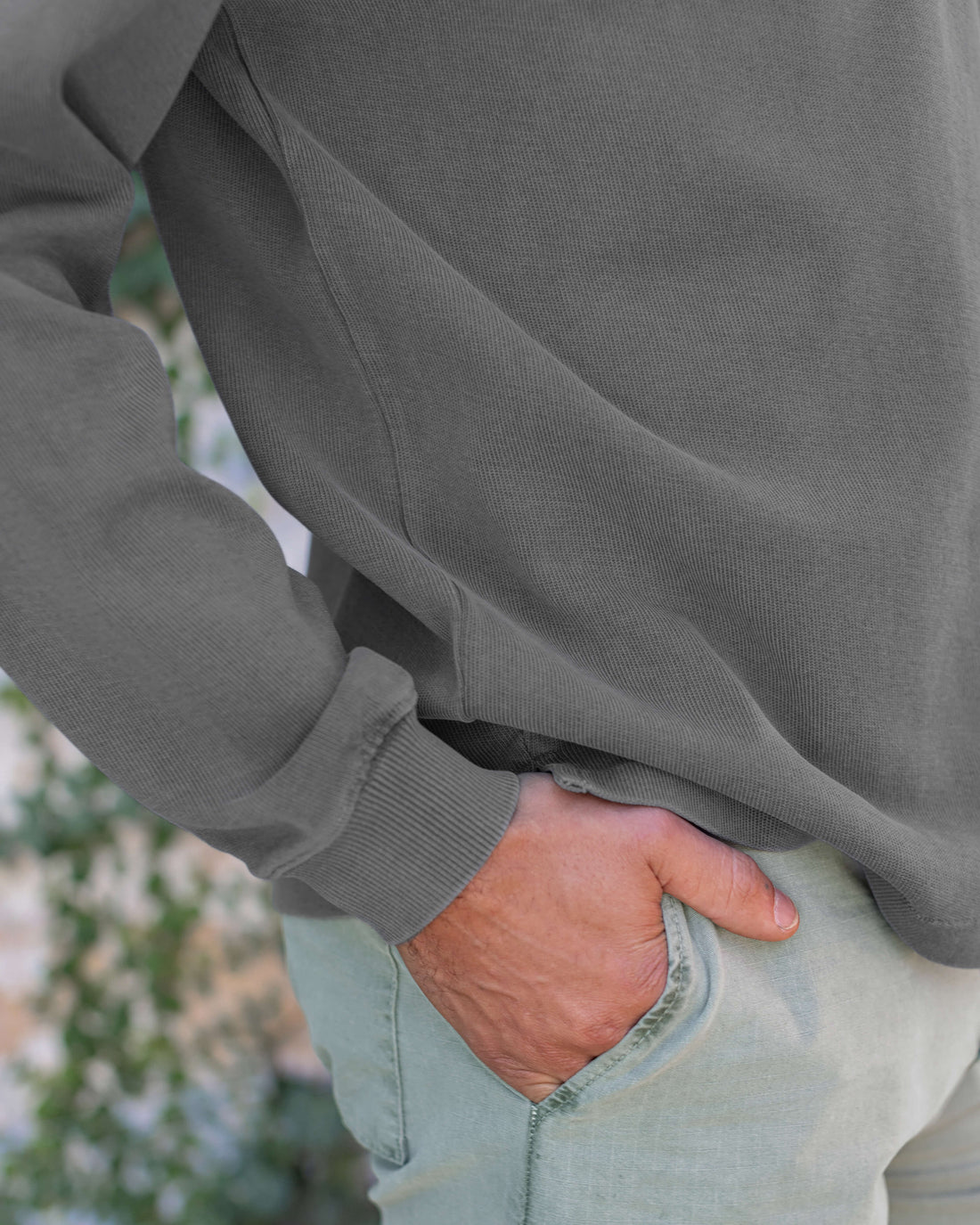 Caza Slubbly Organic Cotton Crewneck Sweatshirt / Faded Grey Slate