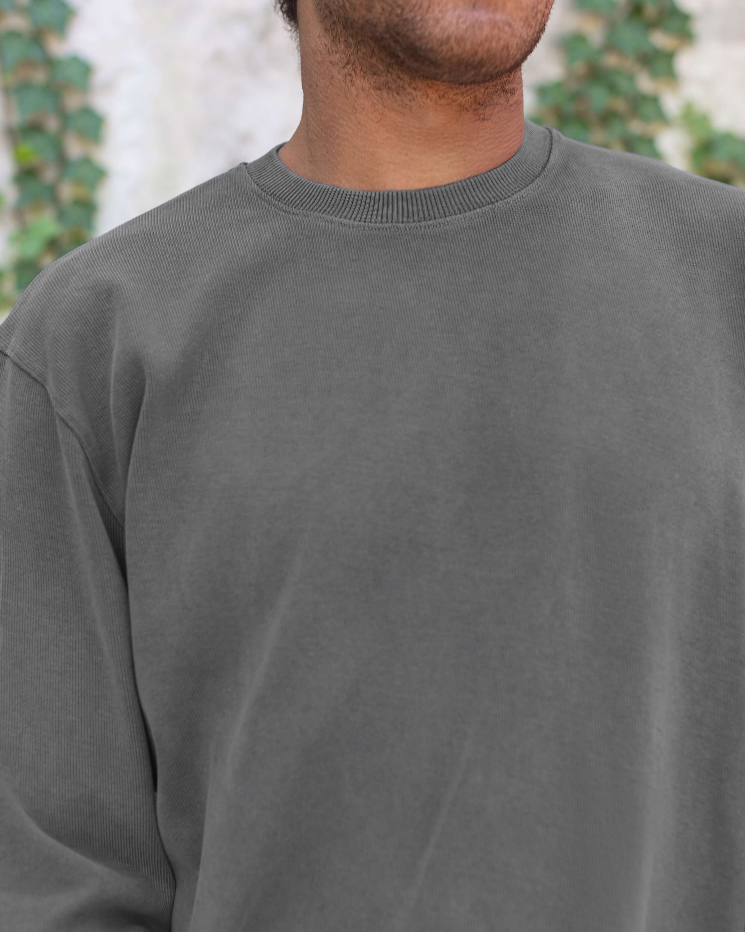 Caza Slubbly Organic Cotton Crewneck Sweatshirt / Faded Grey Slate