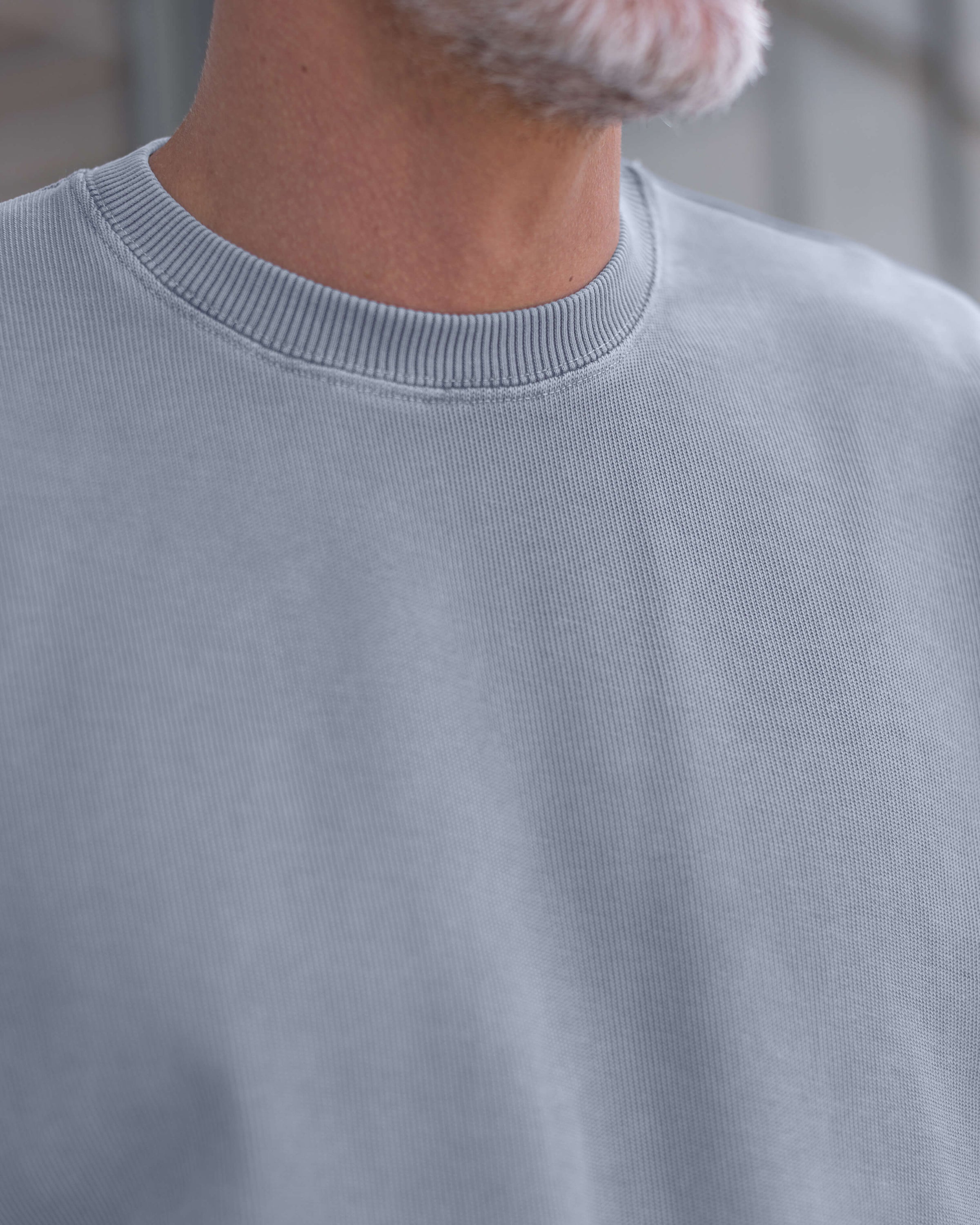 Caza Slubbly Organic Cotton Crewneck Sweatshirt / Faded Blue Wave