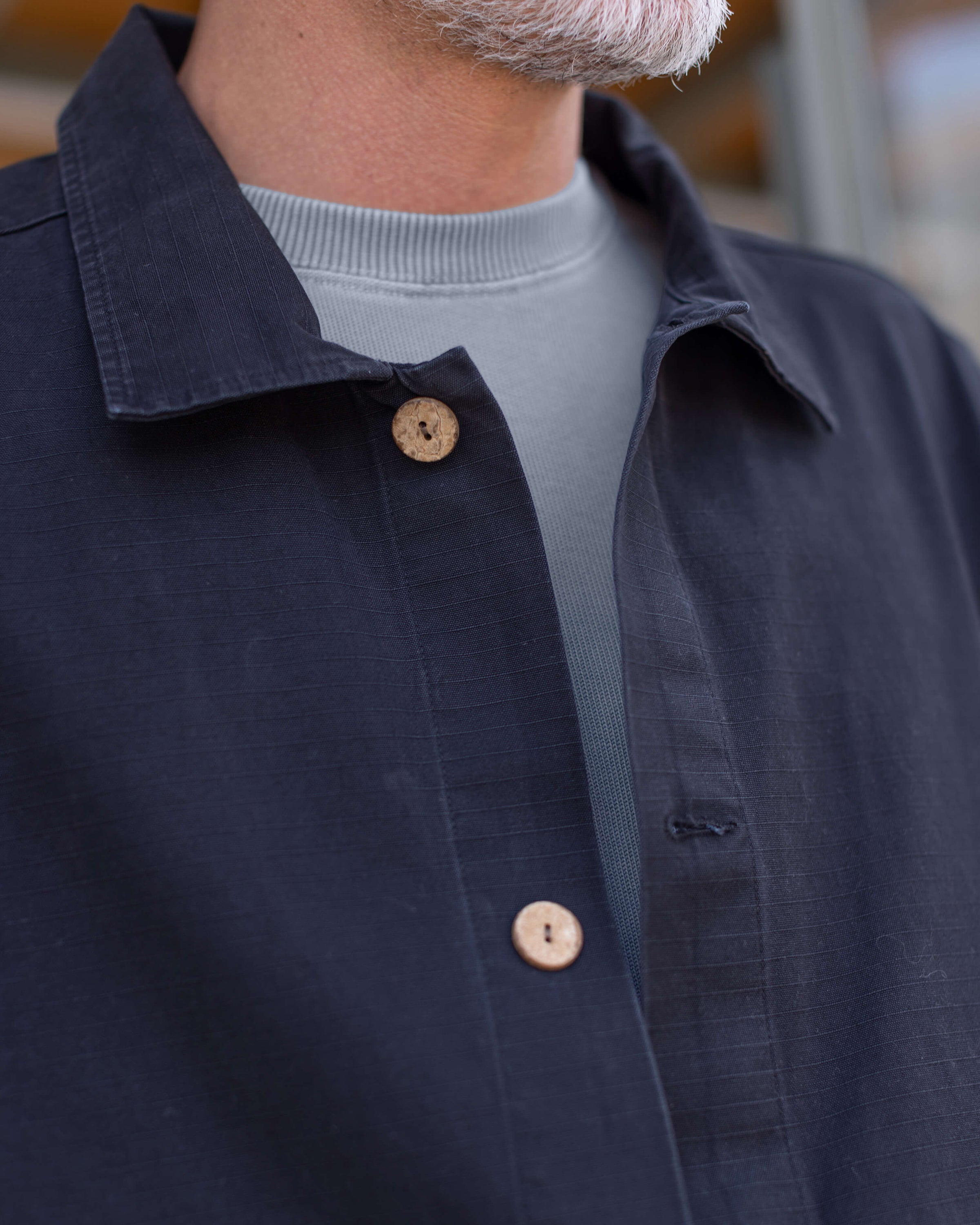Caza Slubbly Organic Cotton Crewneck Sweatshirt / Faded Blue Wave