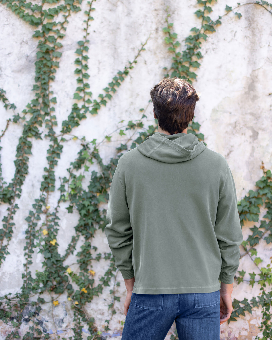 Caza Slubbly Organic Cotton Hoodie / Faded Green