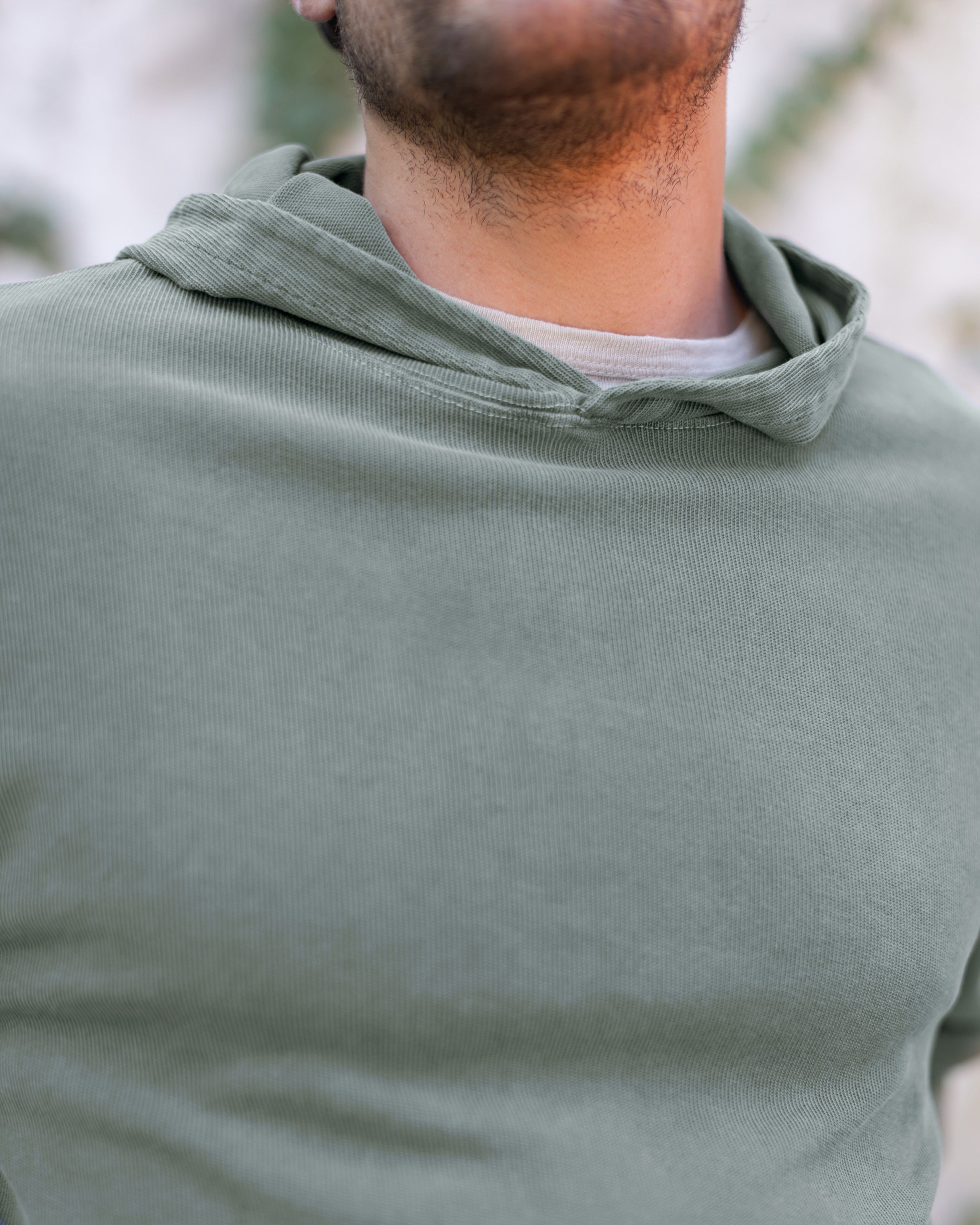 Caza Slubbly Organic Cotton Hoodie / Faded Green