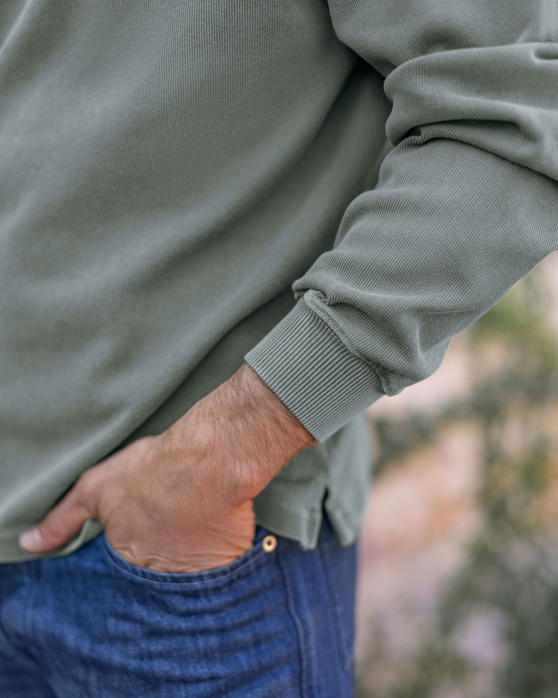 Caza Slubbly Organic Cotton Hoodie / Faded Green