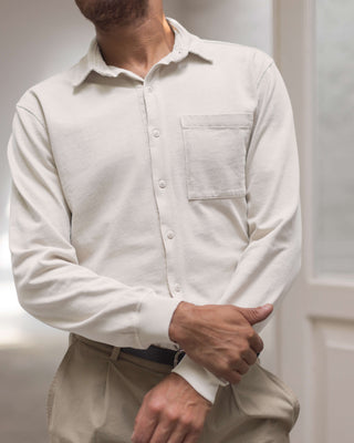 Caza Slubbly Organic Cotton Button Up Shirt / Cream Off White