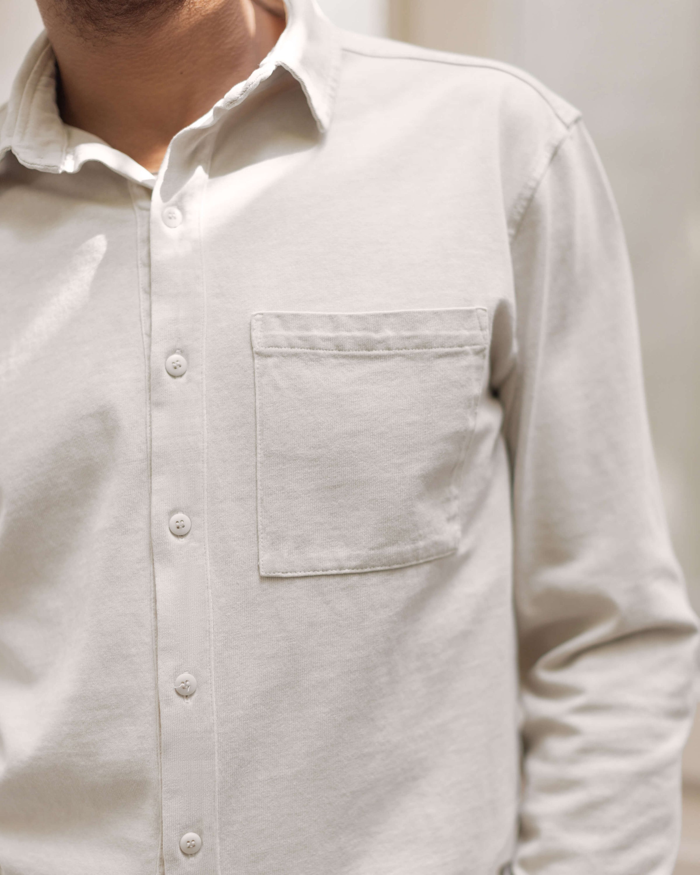 Caza Slubbly Organic Cotton Button Up Shirt / Cream Off White