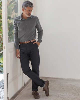 Caza Slubbly Organic Cotton Button Up Shirt / Faded Grey Slate