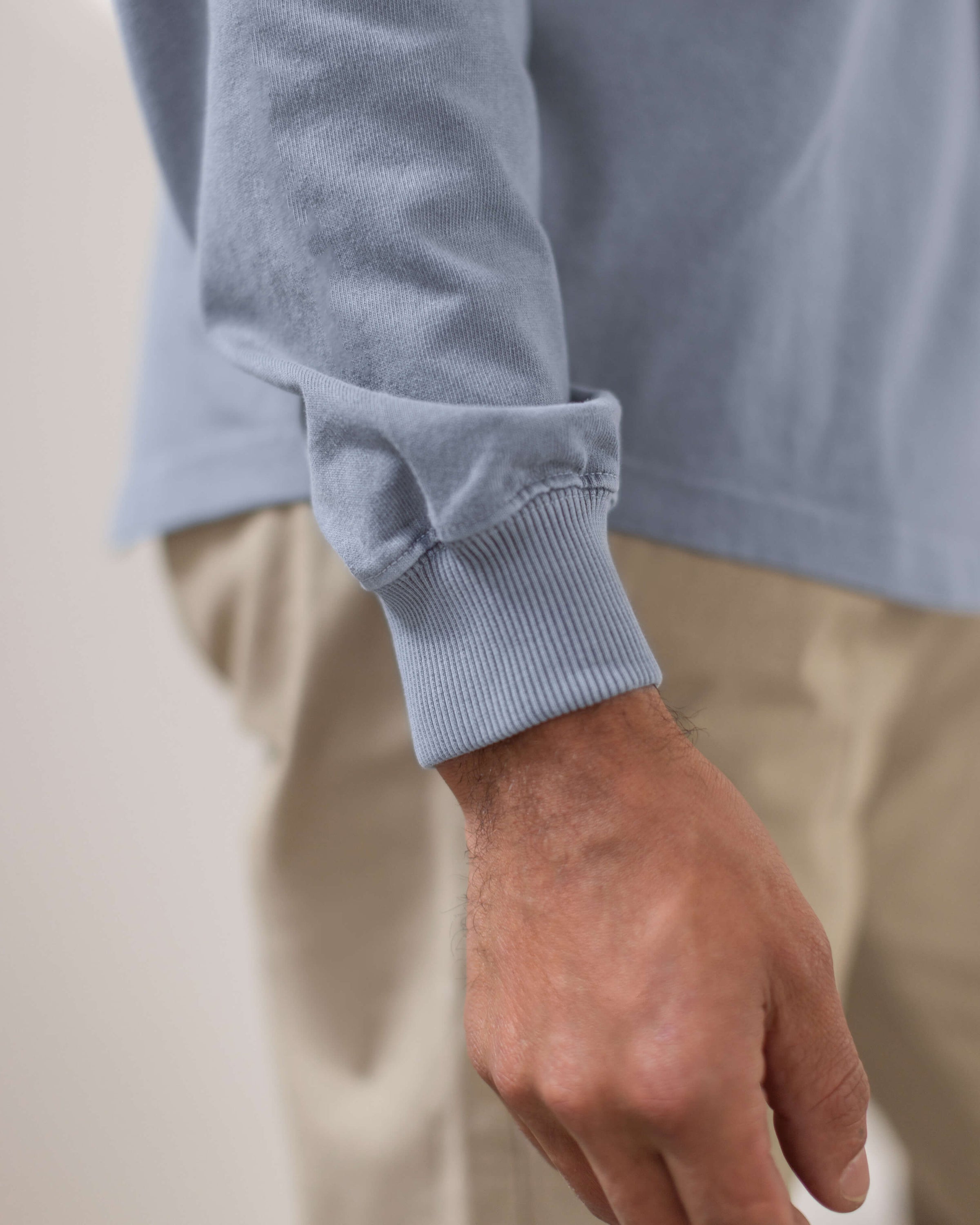 Caza Slubbly Organic Cotton Button Up Shirt / Faded Blue Wave