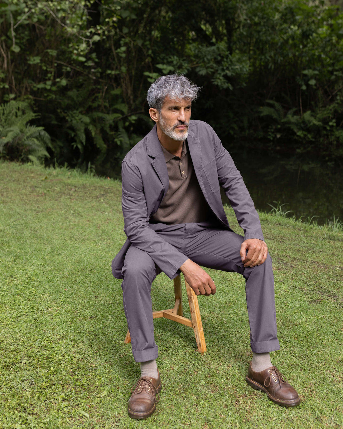 Organic Cotton Alta Unstructured Blazer / Purple Grey Ash