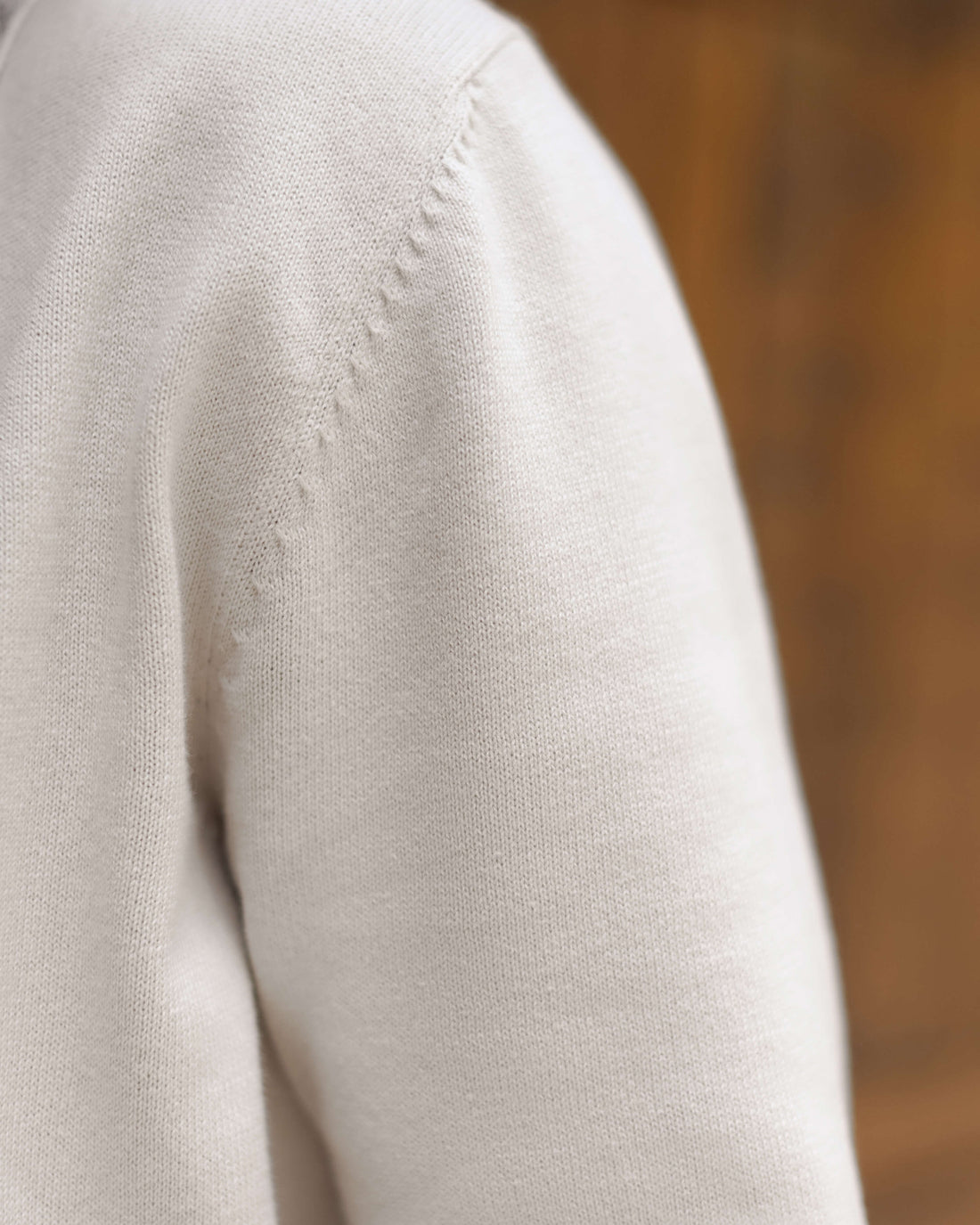 Feather Organic Cotton Knit Long Sleeve Polo / Cream Off White