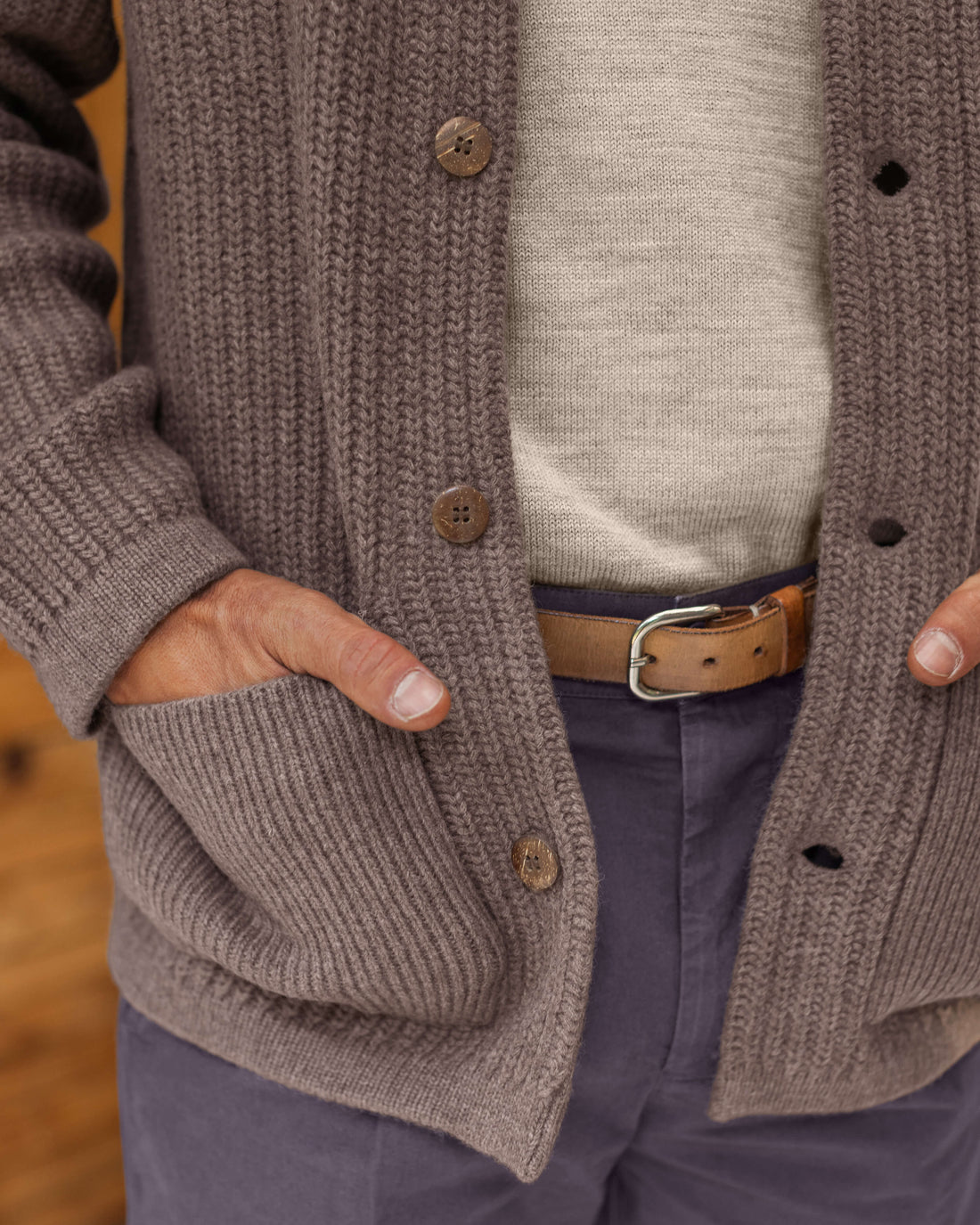 Knit Kite Heavyweight Merino Wool Jacket / Faded Brown Coffee