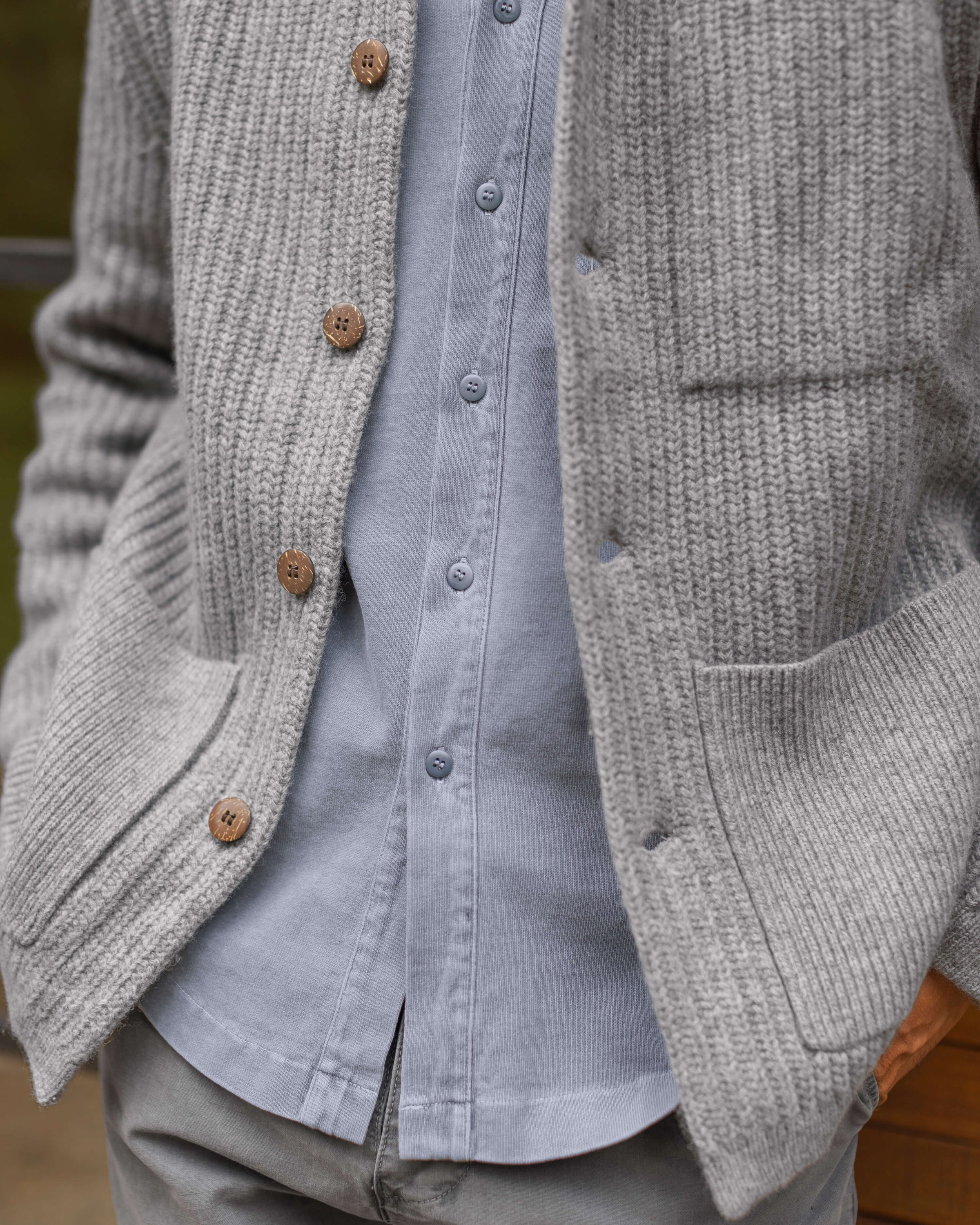 Knit Kite Heavyweight Merino Wool Jacket / Faded Silver Steel