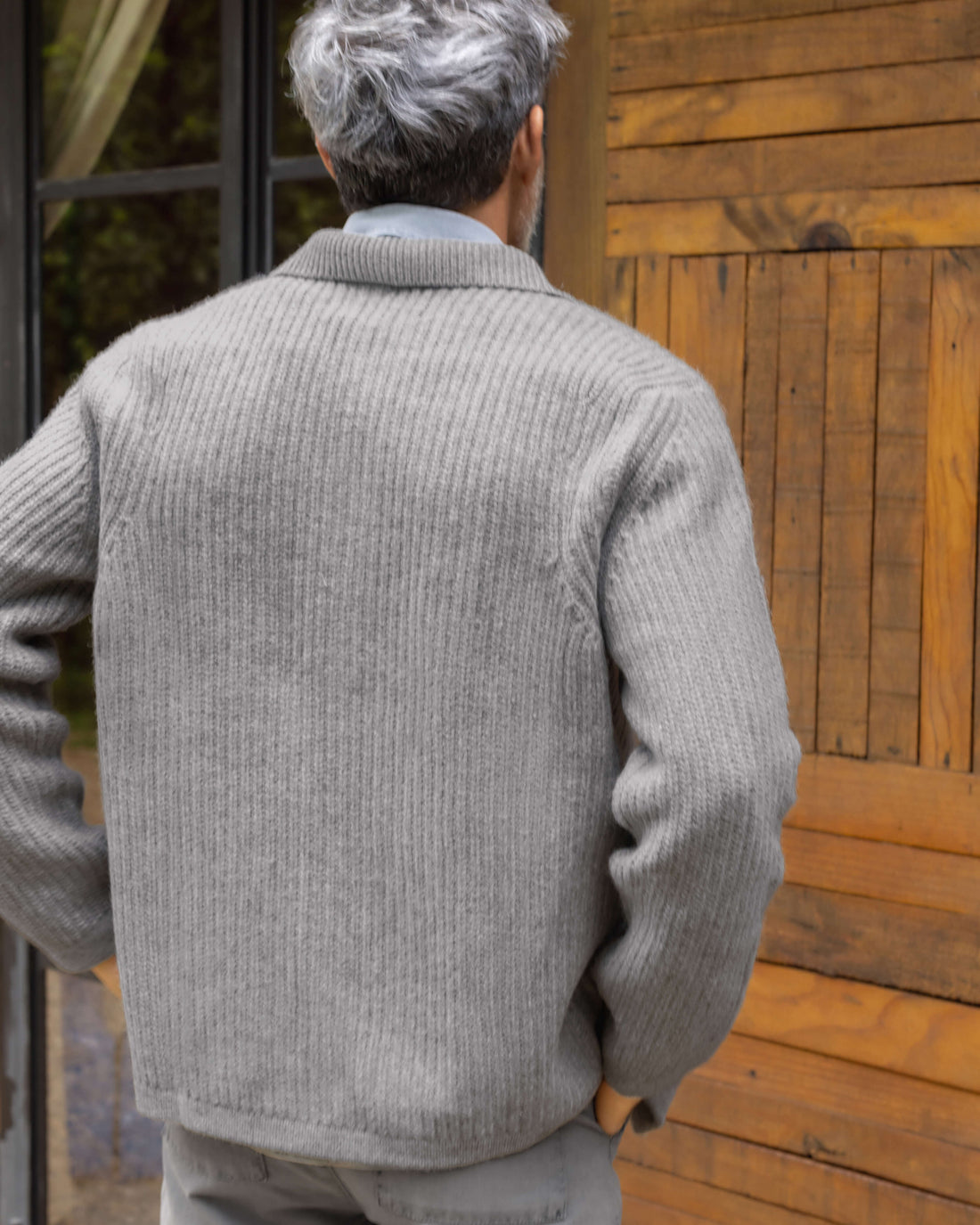 Knit Kite Heavyweight Merino Wool Jacket / Faded Silver Steel