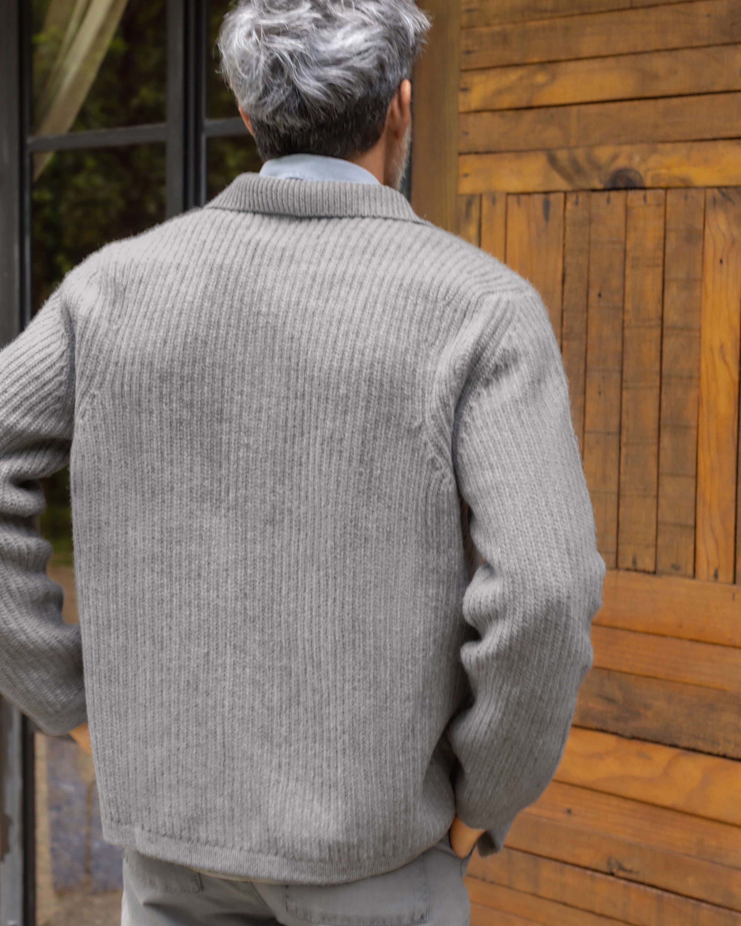 Knit Kite Heavyweight Merino Wool Jacket / Faded Silver Steel