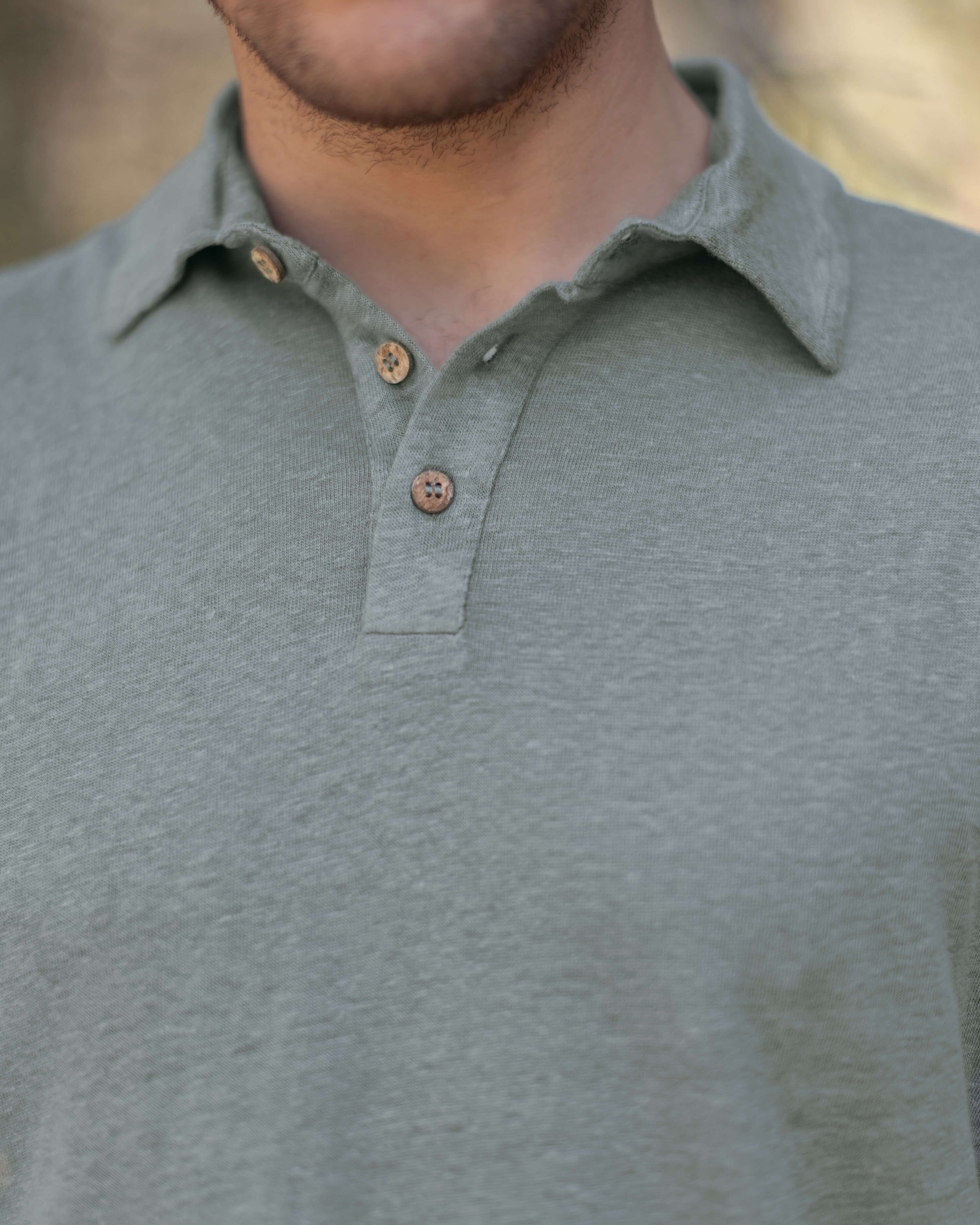 Knit Polo Linen Short Sleeve Polo - Sustainable French Linen / Faded Green