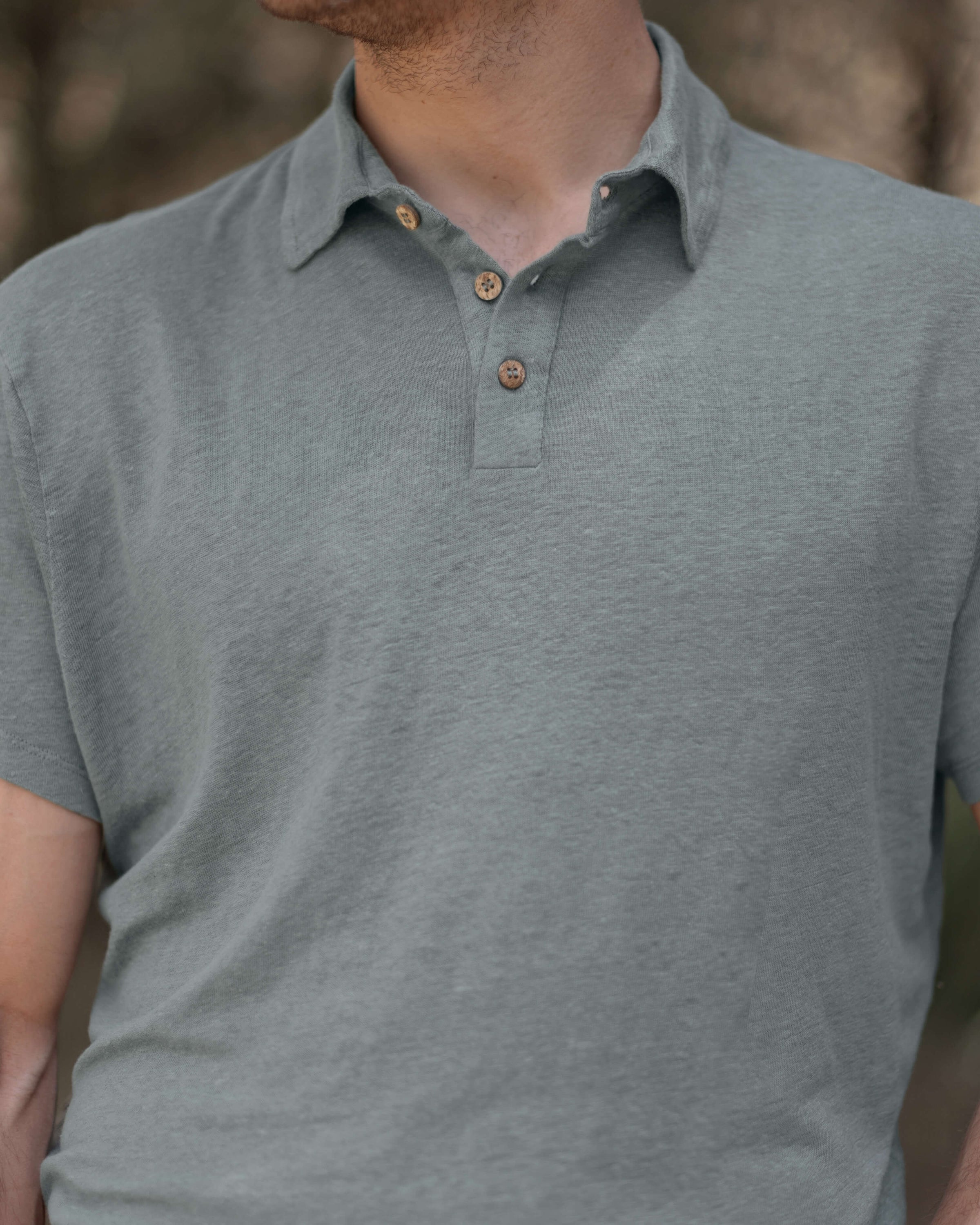 Knit Polo Linen Short Sleeve Polo - Sustainable French Linen / Faded Green