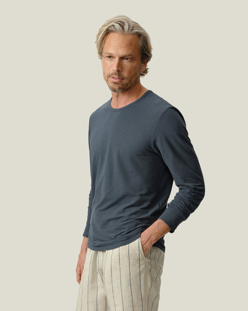 Long Sleeve Crepe Tee / Lake