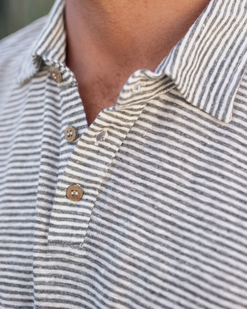 Long Sleeve Knit Polo / Lines