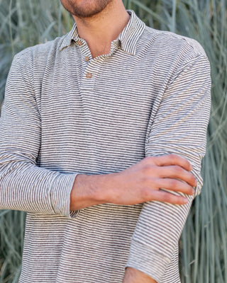 Long Sleeve Knit Polo / Lines