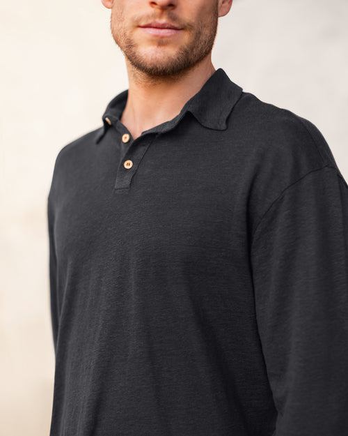 Long Sleeve Knit Polo / Night