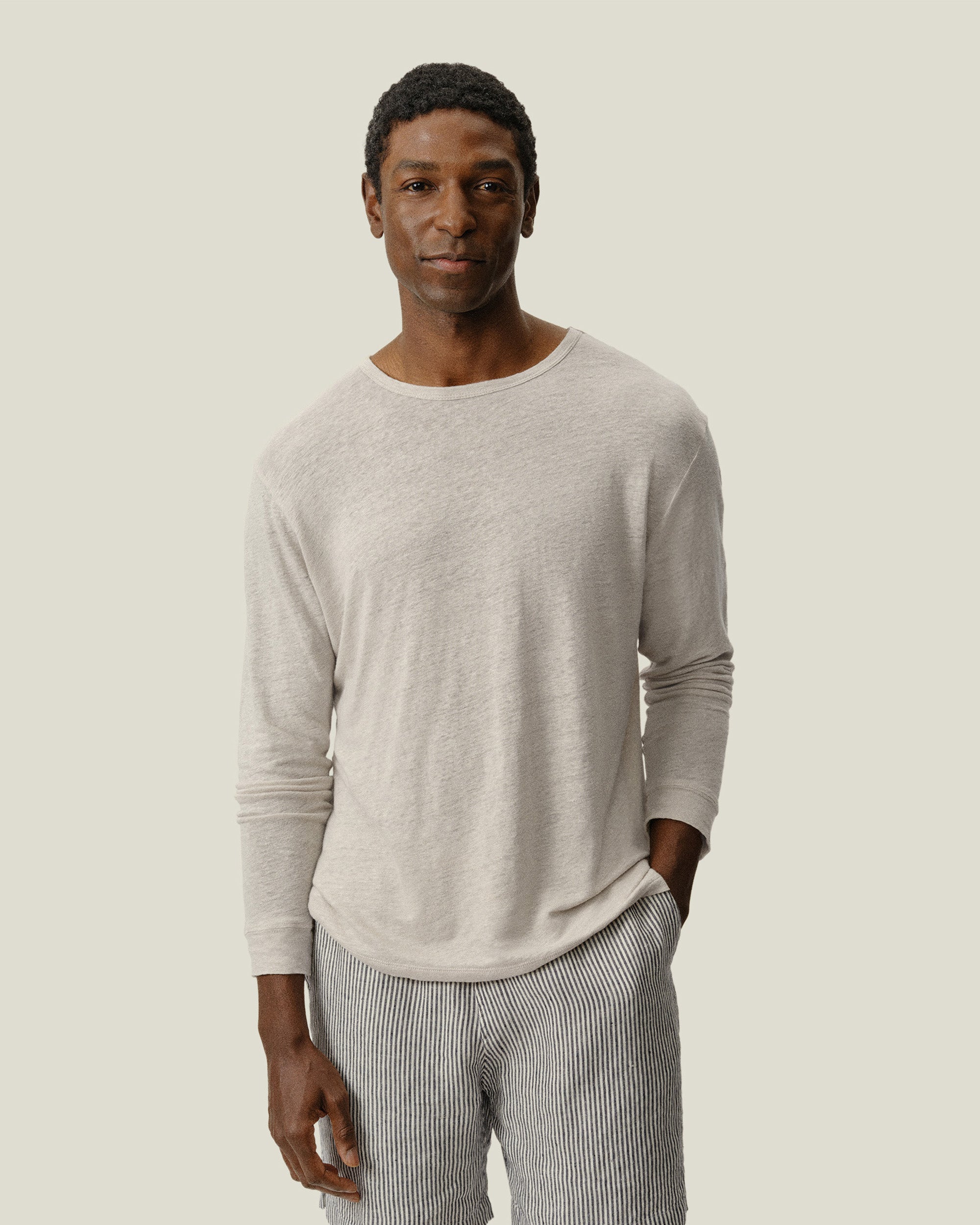 Sun Knit Linen Long Sleeve T-Shirt - Sustainable French Linen