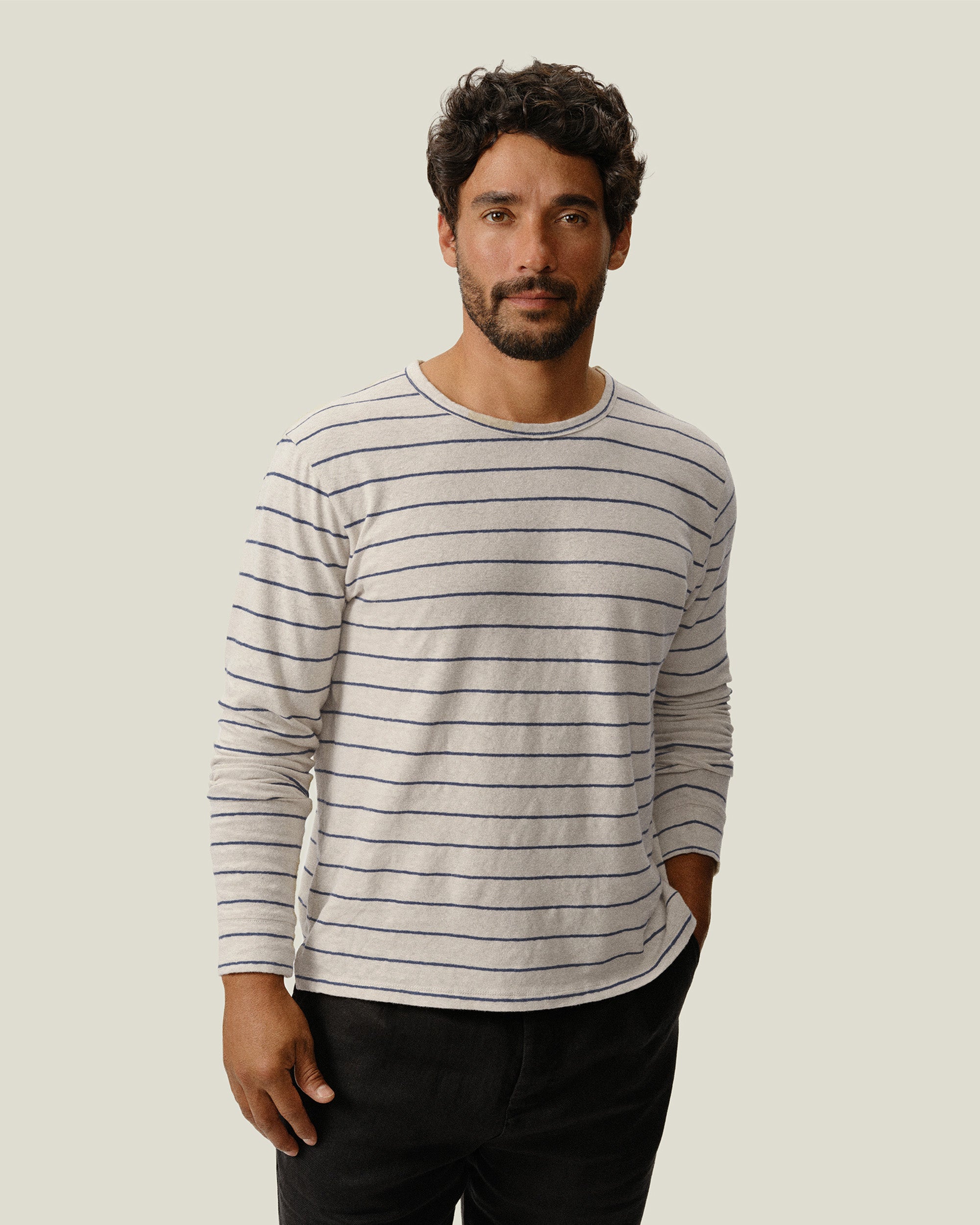 Sun Knit Linen Long Sleeve T-Shirt - Sustainable French Linen