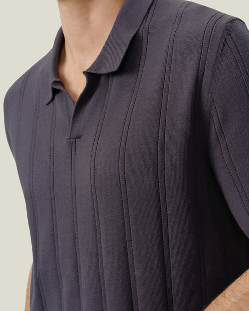 Lolo Drop Needle Sweater Polo / Ash