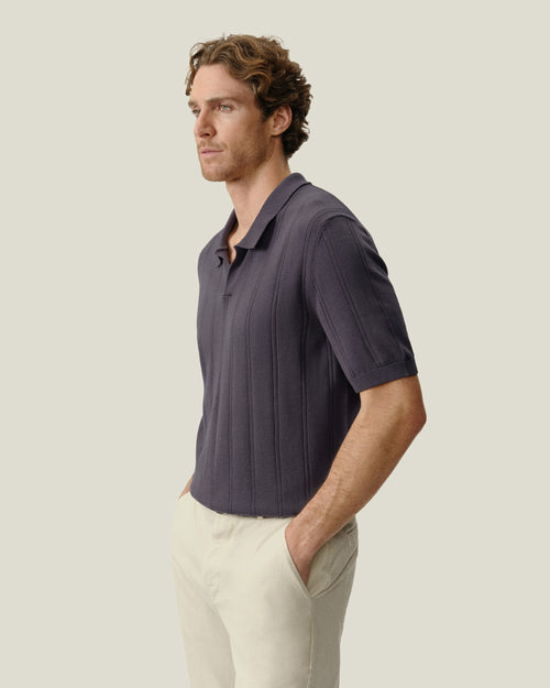 Lolo Drop Needle Sweater Polo / Ash