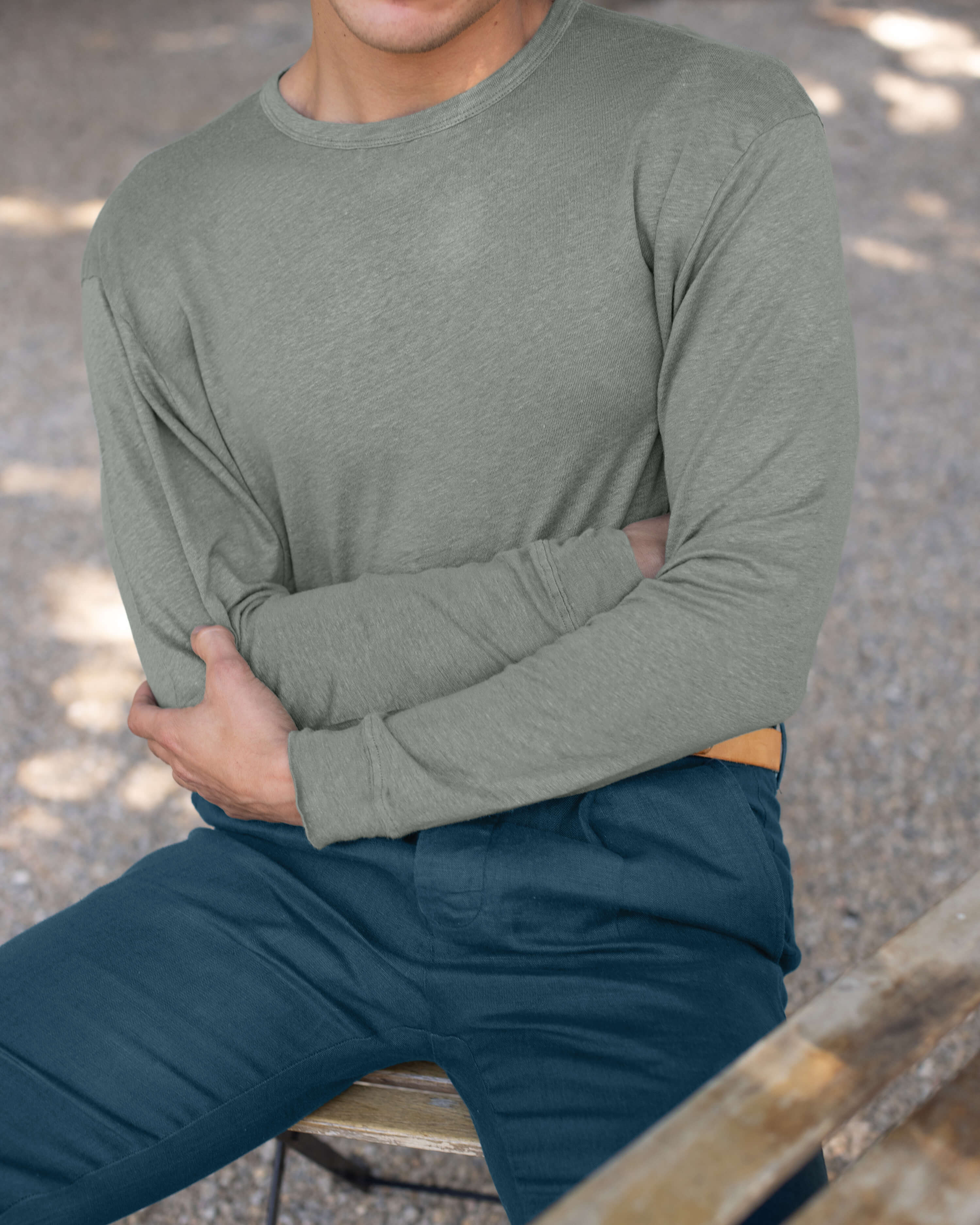 Sun Knit Linen Long Sleeve T-Shirt - Sustainable French Linen