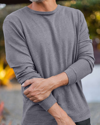 Sun Knit Linen Long Sleeve T-Shirt - Sustainable French Linen / Faded Grey Slate