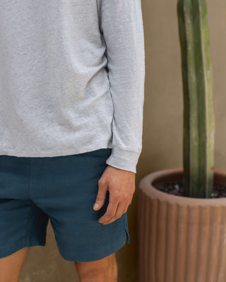Sun Knit Linen Long Sleeve T-Shirt - Sustainable French Linen / Faded Silver Steel