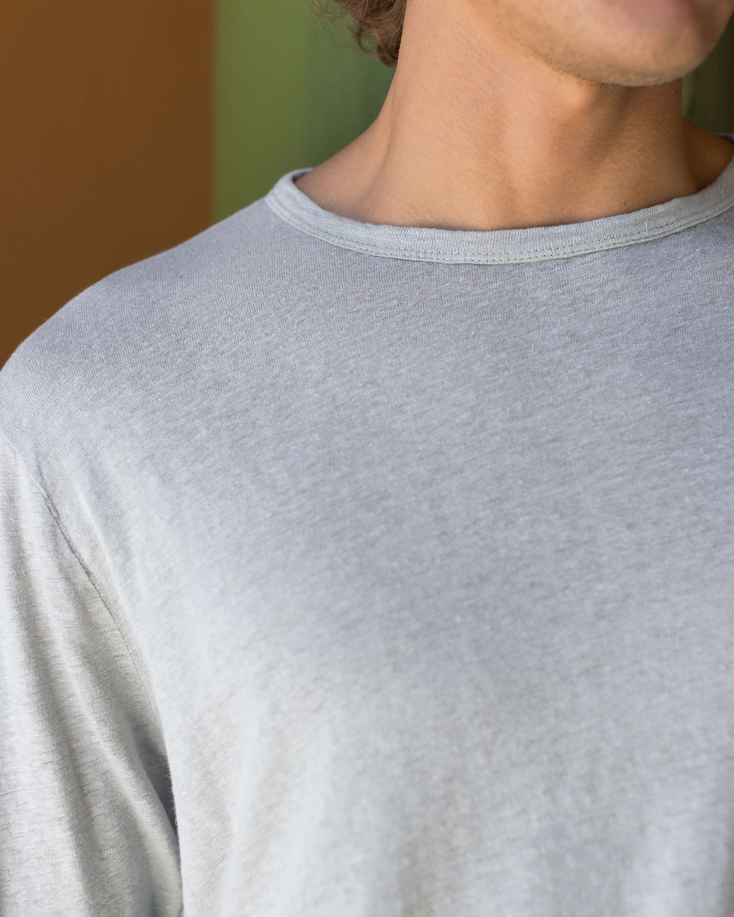 Sun Knit Linen Long Sleeve T-Shirt - Sustainable French Linen / Faded Silver Steel