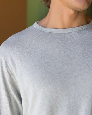 Sun Knit Linen Long Sleeve T-Shirt - Sustainable French Linen / Faded Silver Steel