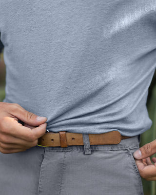 Sun Knit Linen Long Sleeve T-Shirt - Sustainable French Linen / Faded Blue Wave