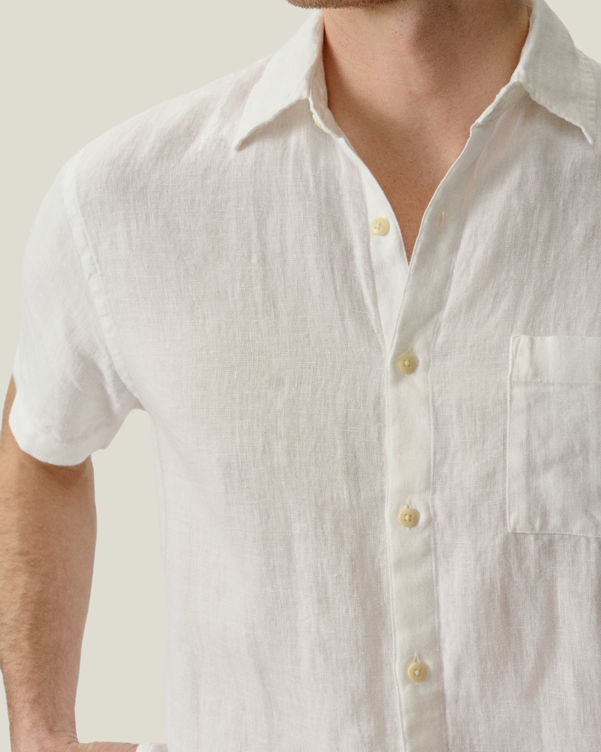 Ola Linen Short Sleeve Shirt - Sustainable French Linen / Snow