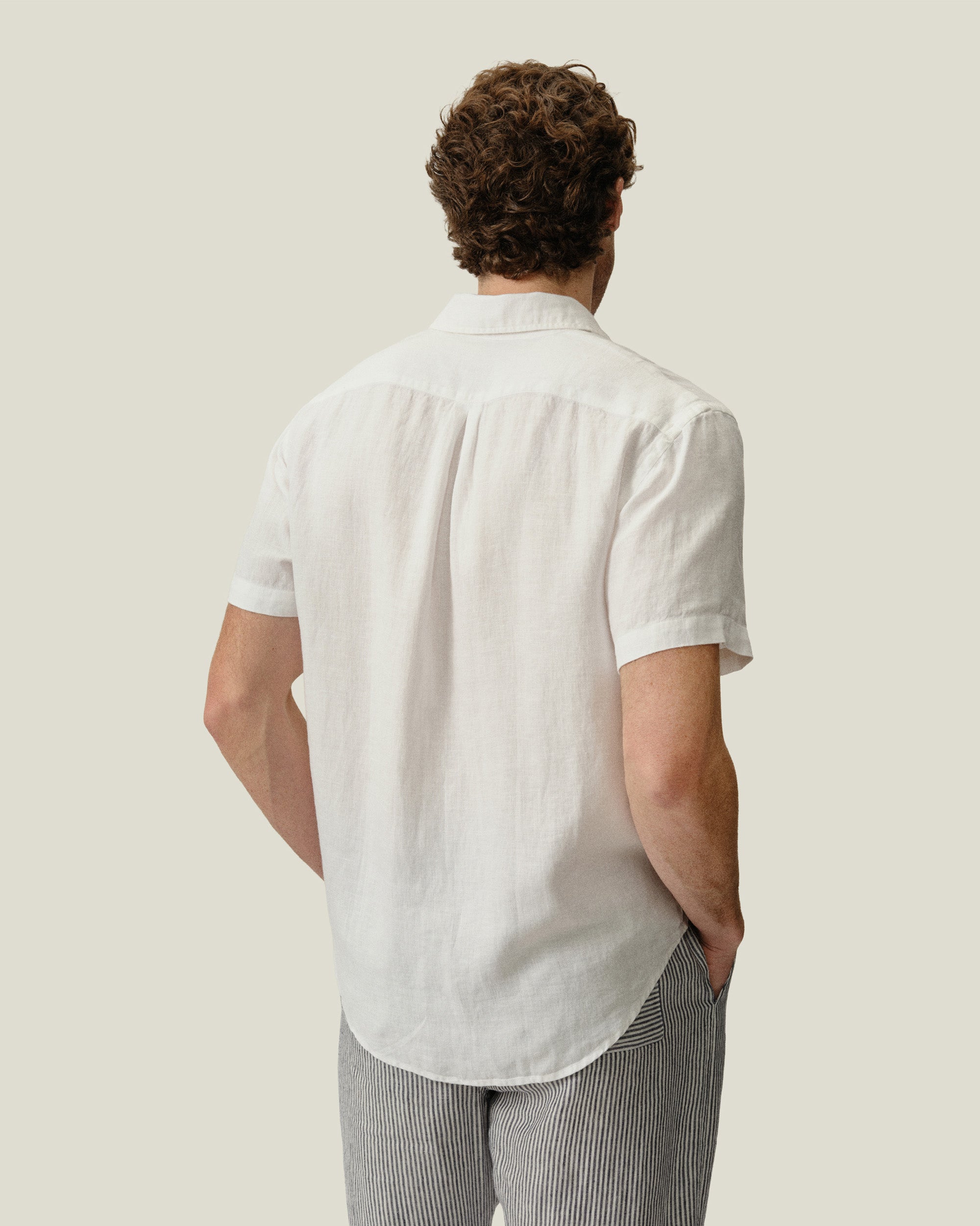 Ola Linen Short Sleeve Shirt - Sustainable French Linen / Snow